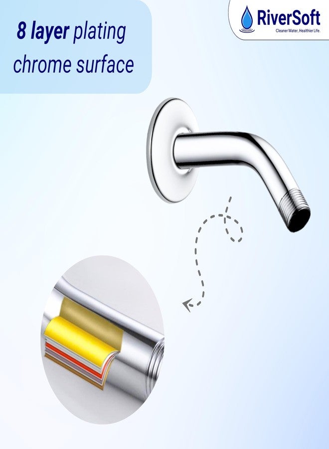 RiverSoft 6-INCH Brass Shower Arm with Wall Flange (Chrome) - Image 4